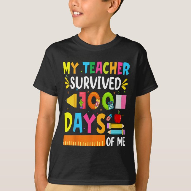 Camiseta 100 Dias De Meninos Escolares Meninas Crianças Pro (Frente)