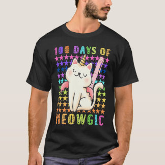Camiseta 100 dias de meowgic 100 dias de escola unicórnio g