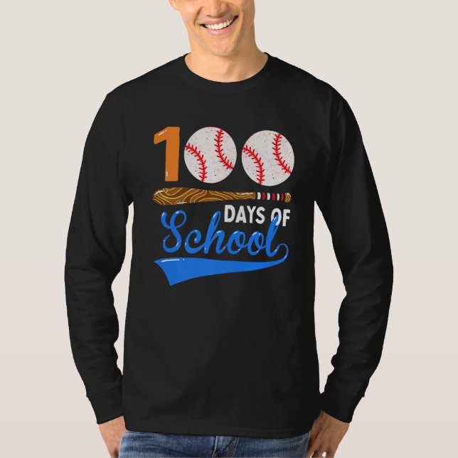 Camiseta 100 Dias De Prêmio De 100 Dias De Basebol Escolar (Frente)