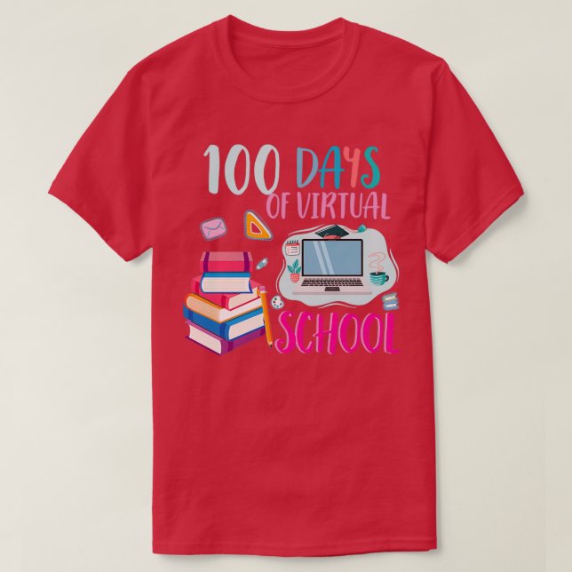 Camiseta 100 Dias De Presente De Professores De Escolas Vir (Frente do Design)