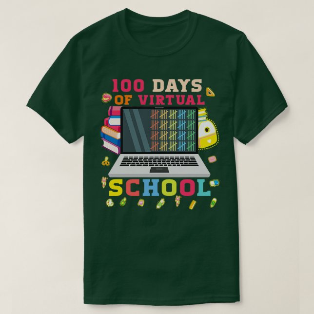 Camiseta 100 Dias De Presente De Professores De Escolas Vir (Frente do Design)
