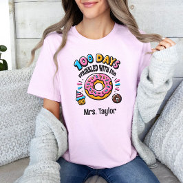 Camiseta 100 dias de professor colorido de escola