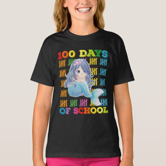 Camiseta 100 Dias De Professora De Sereia Escolar (Frente)