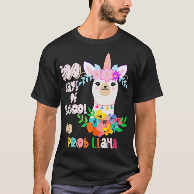 Camiseta 100 Dias De Professora Llama Unicorn Raparigas Wom (Frente)