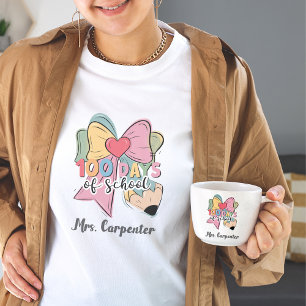 Camiseta 100 Dias De Professora Personalizada Do Arco De Co