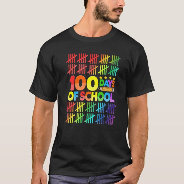 Camiseta 100 Dias De Professores Crianças Felizes 100º Dia  (Frente)
