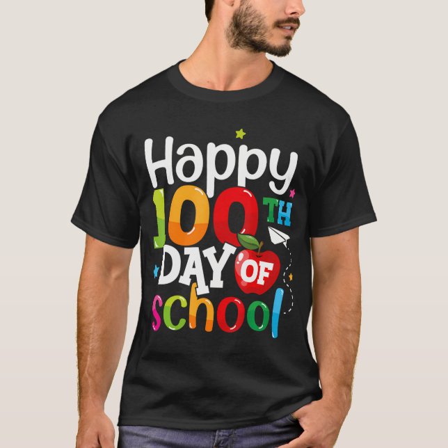 Camiseta 100 Dias De Professores Crianças Meninas Feliz (Frente)