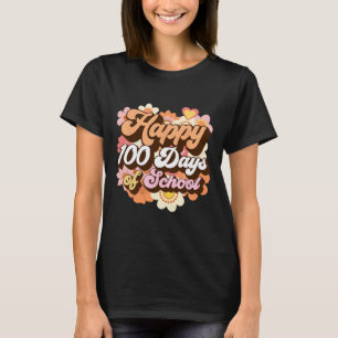 Camiseta 100 Dias De Professores Crianças Retro Feliz 100º