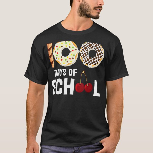 Camiseta 100 Dias De Professores De Cereja Na Rosquinha Esc (Frente)