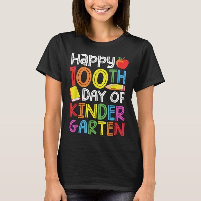 Camiseta 100 Dias De Professores Do Jardim De Infância 100  (Frente)