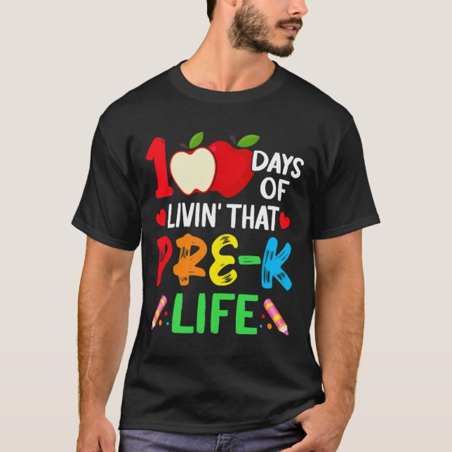 Camiseta 100 Dias De Professores Pré-Escolares (Frente)