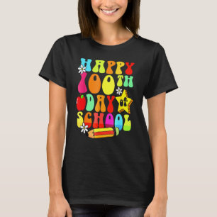 Camiseta 100 Dias De Retro Groovy Feliz 100º Dia Da Escola