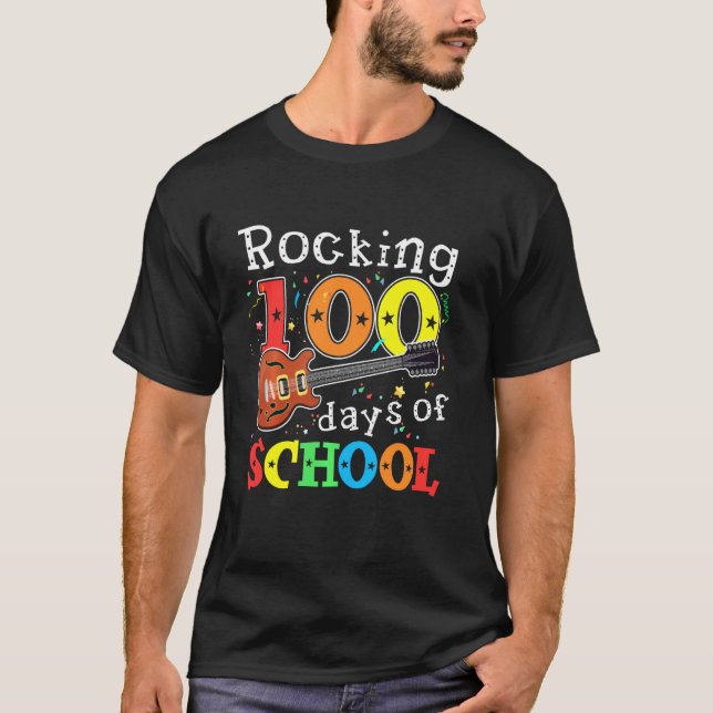 Camiseta 100 Dias De Rua De Professores De Música De Guitar (Frente)