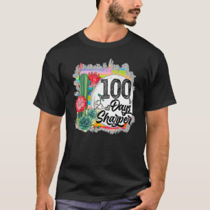 Camiseta 100 Dias de Sharper Cactus Teacher Feliz 100º Dia