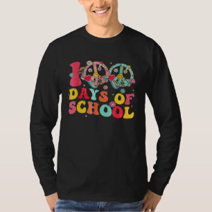 Camiseta 100 Dias De Símbolo De Paz Escolar Amor Hippie Ret