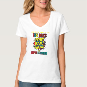 Camiseta 100 dias de super aprendizado: estilo de gibis