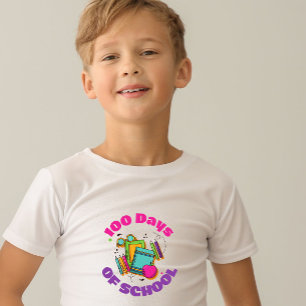 Camiseta 100 dias de T-Shirts escolares de crianças em idad