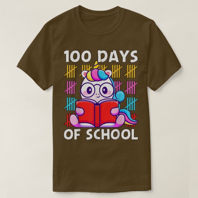 Camiseta 100 Dias de Unicórnio Escolar - 100º dia da escola (Frente do Design)