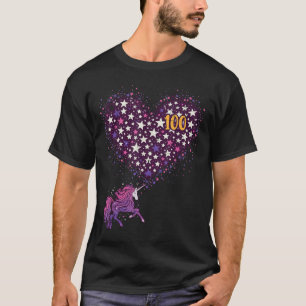 Camiseta 100 Dias De Unicórnio Escolar Estende Mulheres Do