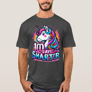 Camiseta 100 dias de unicórnio giro e colorido mais intelig