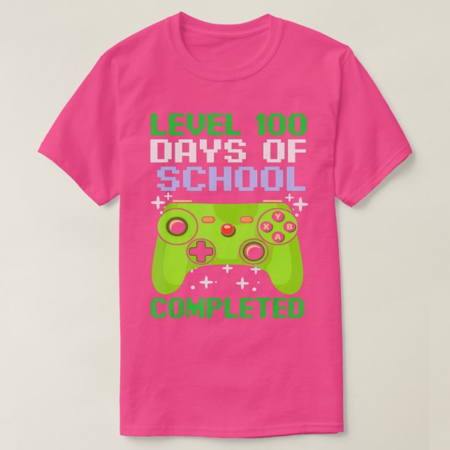 Camiseta 100 dias de vídeo escolar Jogos 100º dia de profes (Frente do Design)