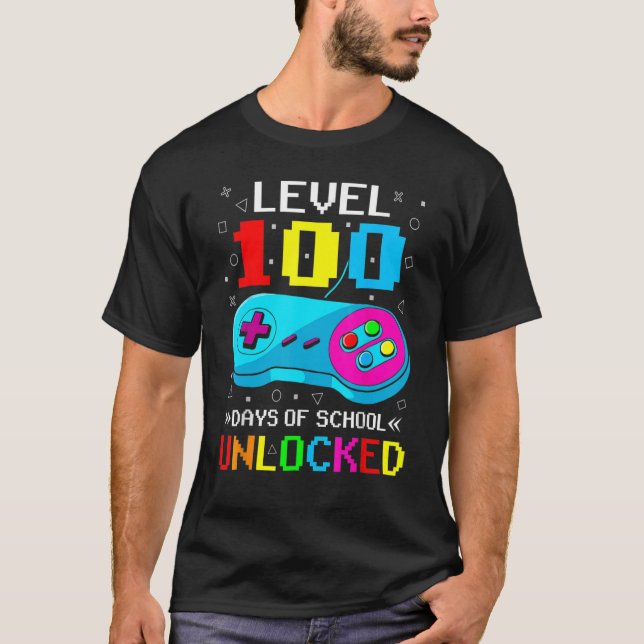 Camiseta 100 Dias De Vídeo Gamer Nível 100 Dias De Il Escol (Frente)