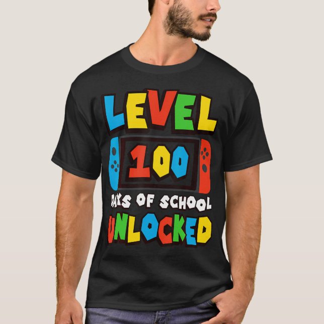 Camiseta 100 Dias De Videos games Desbloqueados Da Escola (Frente)
