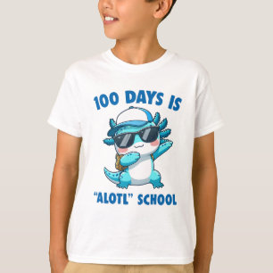 Camiseta 100 Dias É Muito Escola Axolote Fofo Professor