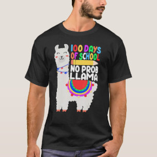 Camiseta 100 Dias Engraçados De Escola Sem Prob-Lama Llama 