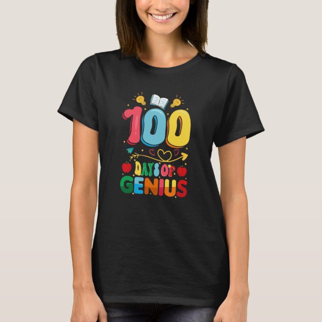 Camiseta 100 dias Genius 100º Dia do Professor Escolar (Frente)
