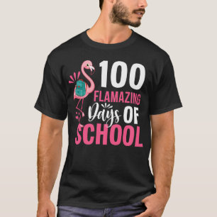 Camiseta 100 Dias Incríveis Da Escola Flamingo 100º Dia Fo