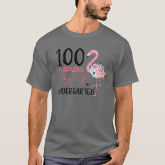 Camiseta 100 Dias Incríveis De Jardim De Infância Flamingo