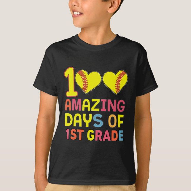 Camiseta 100 Dias Incríveis De Placa De Softbyll Da Classe  (Frente)