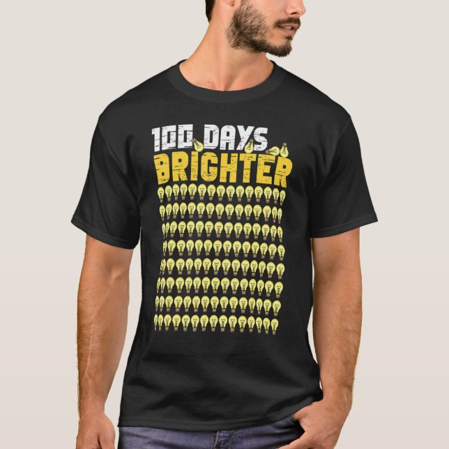 Camiseta 100 Dias Luzes Brighter Bulbs Smart Kid 100 Dia (Frente)