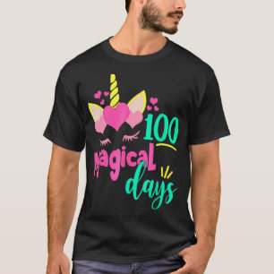 Camiseta 100 Dias Mágicos 100º Dia de Menina Unicórnio