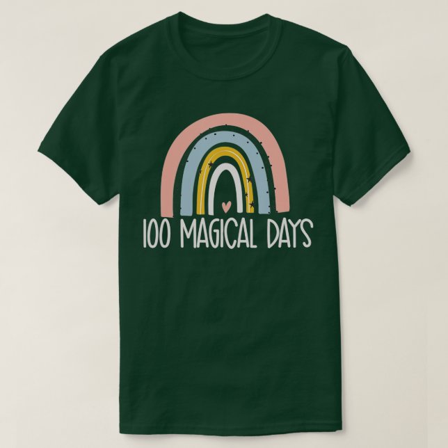 Camiseta 100 dias mágicos 100 dias de escola Rainbow Magica (Frente do Design)