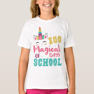 Camiseta 100 Dias Mágicos De Amantes De Unicórnio Cuto Es