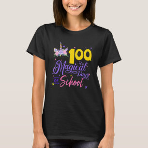 Camiseta 100 Dias Mágicos De Estudante De Unicórnio Escolar