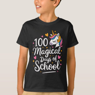 Camiseta 100 Dias Mágicos De Meninas Unicórnio Escolares 10