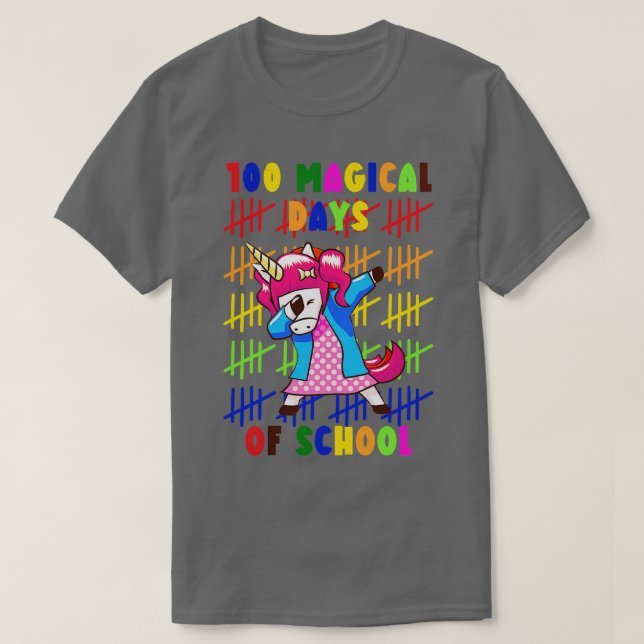 Camiseta 100 Dias Mágicos De Unicórnio Escolar 16 (Frente do Design)