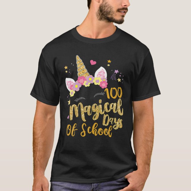 Camiseta 100 Dias Mágicos Do Jardim De Infância Unicórnio G (Frente)