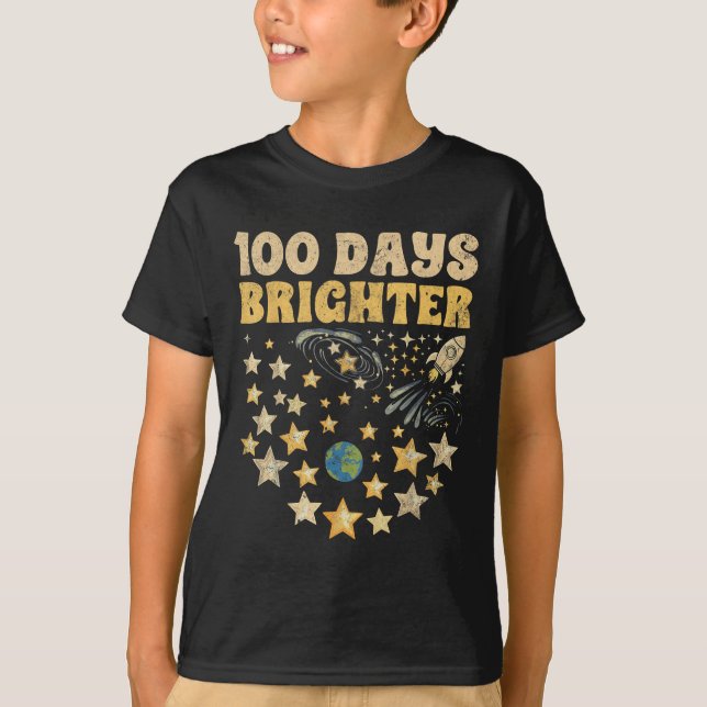 Camiseta 100 Dias Mais Brilhantes Crianças 100º Dia das Est (Frente)
