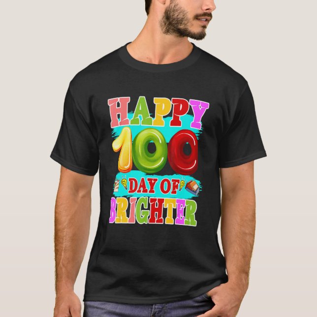 Camiseta 100 Dias Mais Brilhantes Professores Crianças Filh (Frente)