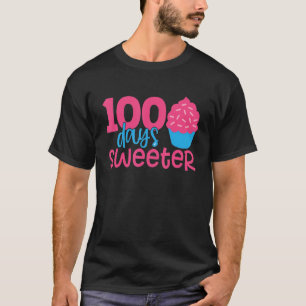 Camiseta 100 dias mais doces Cupcake 100º dia de meninas es