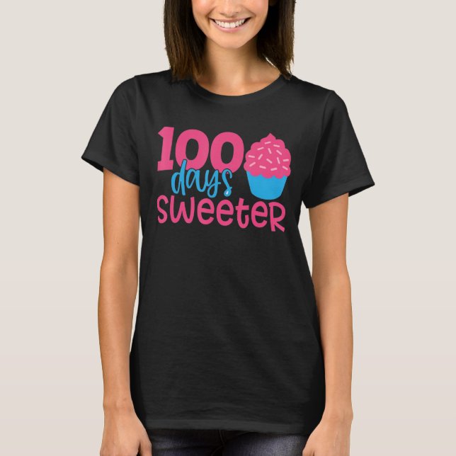 Camiseta 100 dias mais doces Cupcake 100º dia de meninas es (Frente)
