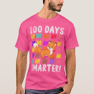 Camiseta 100 Dias Mais Inteligente Animal Fofo Raposa 100 D