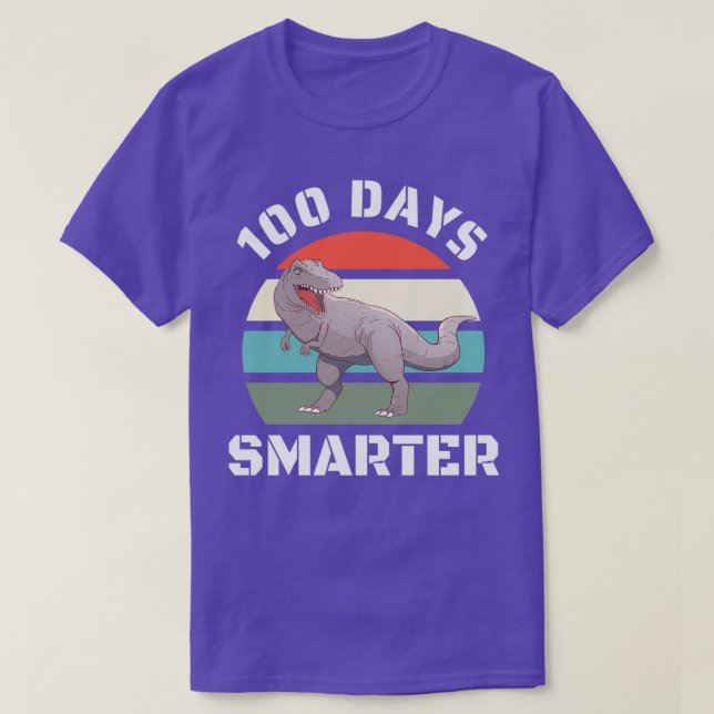Camiseta 100 Dias Mais Inteligente Dinossauro Engraçado Pre (Frente do Design)