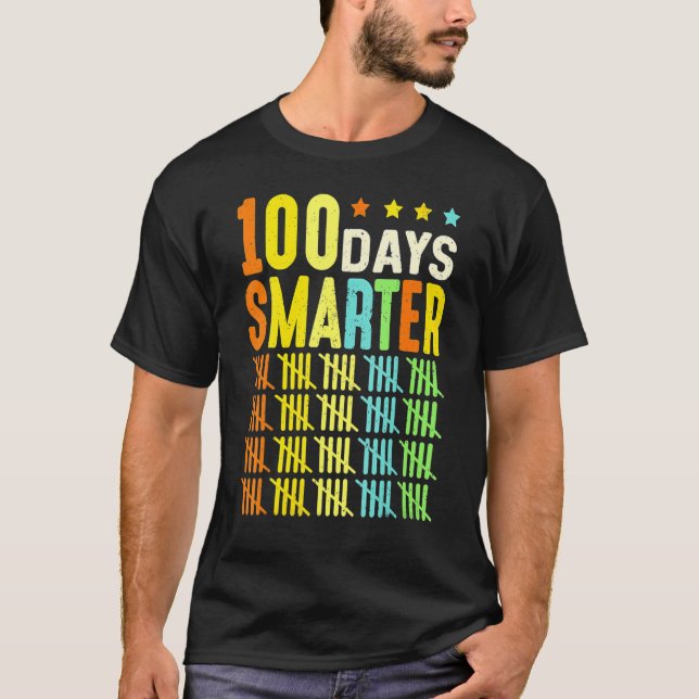 Camiseta 100 Dias Mais Inteligente Feliz 100º Dia De Escola (Frente)