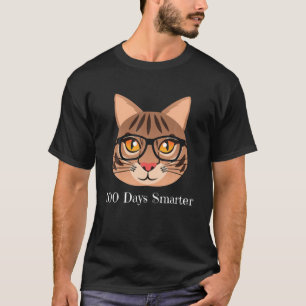 Camiseta 100 Dias Mais Inteligente, Gato Com Design Gráfic