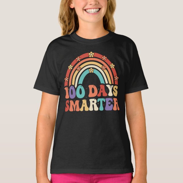 Camiseta 100 Dias Mais Inteligente Para A Retrô Groovy 100  (Frente)